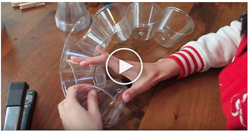 Takes a stapler and combines 50 plastic cups. The result is amazing!